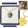 Atiara Gifts Personalized Photo Engraved Heart Gold Pendant, Shaped Custom Photo Necklace, Picture Charm Necklace, Photo Locket Jewelry Gift, Photo Frame with Engraving Message