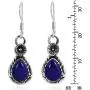 Classic Chic Teardrop Simulated Blue Lapis-Lazuli & Flower .925 Sterling Silver Dangle Earrings Classic Chic Teardrop Simulated Blue Lapis-Lazuli & Flower .925 Sterling Silver Dangle Earrings
