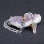 JOVIVI Natural Amethyst Rose Quartz Chakras Gemstone Healing Crystals Necklace Wire Wrapped Irregular Raw Clear Quartz Tree of Life Pendant Healing Pointed Reiki Energy Balancing
