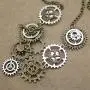 RechicGu Style A Watch Clock Clockwork Hand Gear Cog Steampunk Necklace Vintage Gold and Silver