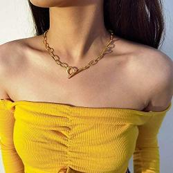 M MOOHAM Gold Initial Necklaces for Women, 14K Gold Plated Layered Initial Necklace Hexagon Pendant Toggle Clasp Layering Gold Chain Necklaces for Women Gold Layered Choker Necklaces for Women