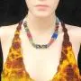 HANDMADE MULTI COLOR ROPE NECKLACE EARRINGS AFRICAN MAASAI BEADWORK BEADED JEWELRY S31/5