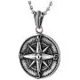 COOLSTEELANDBEYOND Mens Women Stainless Steel Vintage Compass Circle Medal Pendant Necklace, 23.6 inches Ball Chain COOLSTEELANDBEYOND Mens Women Stainless Steel Vintage Compass Circle Medal Pendant Necklace, 23.6 inches Ball Chain