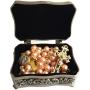 elegantmedical Pink 8mm Real Pearl BEADS St. Benedict GOLD ROSARY CROSS Necklace & box Catholic GIFTS
