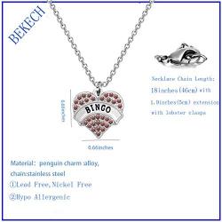 BEKECH Bingo Jewelry for Women Bingo Charm Necklace Winning Game Humor Happiness Funny Bingo Gift New Bingo Player Gift