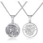 Jesus Bible Verse Gold Necklace for Mens with 21.6'' Chain Christian Jewelry Stainless Steel Personality Prayer English Engraved Coin Disc Medal Pendant