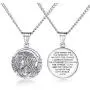 Jesus Bible Verse Gold Necklace for Mens with 21.6'' Chain Christian Jewelry Stainless Steel Personality Prayer English Engraved Coin Disc Medal Pendant