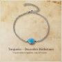 Agvana Turquoise Bracelet Sterling Silver Created Blue Turquoise Bracelet December Birthstone Jewelry Christmas Gifts for Women Teen Girls Mom Grandma Wife Daughter, Adjustable Chain 6.7+1.6