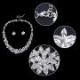 EVER FAITH Wedding Cluster Flower Leaf Necklace Earrings Set Clear Austrian Crystal Silver-Tone