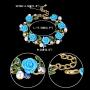 EVER FAITH Crystal Simulated Pearl Rose Flower Leaf Necklace Earrings Bracelet Set Gold-Tone