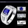BONLAVIE Mens Engagement Ring 925 Sterling Silver Princess Cut Created Blue Sapphire Pave CZ Wedding Band Size 6-13 BONLAVIE Mens Engagement Ring 925 Sterling Silver Princess Cut Created Blue Sapphire Pave CZ Wedding Band Size 6-13