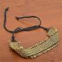 Zephyrr Choker Necklace Tribal Style Golden Metal Beaded With Black Threads JAN-1620