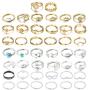 INENIMARTJ 44 Pcs Vintage Knuckle Rings Set for Women Stackable Boho Gold&Silver Finger Rings Bohemian Midi Rings Star Moon Wave Turquoise Evil Eye Rings for Teen Girls