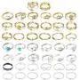 INENIMARTJ 44 Pcs Vintage Knuckle Rings Set for Women Stackable Boho Gold&Silver Finger Rings Bohemian Midi Rings Star Moon Wave Turquoise Evil Eye Rings for Teen Girls