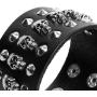 Black metal rivets studs punk rock biker wide belt leather bracelet guard wrist strap skull