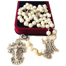 elegantmedical Handmade Pearls Bead Catholic Necklace Lasso Wedding Rosary Cross Crucifix