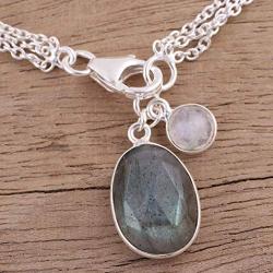 NOVICA Labradorite .925 Sterling Silver Chain Bracelet Twinkling Harmony