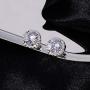 Silver Cubic Zirconia Stud Earrings for Women CZ Stud Earrings Sterling Silver 18k White Gold Plated Halo Stud Hypoallergenic Earrings Simulated Diamond Stud for Girls Fashion Everyday Jewelry