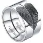 LAVUMO Heart Matching Promise Rings for Couples I Love You Fingerprints Rings for Him and Her Engagement Wedding Bands Sets Stainless Steel 6mm with Box Comfort Fit
