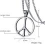 HUANIAN Stainless Steel Classic Peace Sign Love Hippie Pendant Necklace, 24 inch Chain