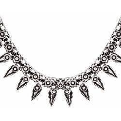 Ethnadore Bohemian Vintage Antique Tribal Indian Oxidized Silver Choker Necklace Jewelry