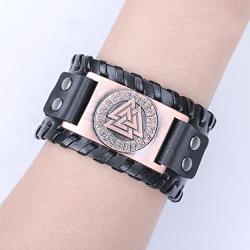 VASSAGO Vintage Wicca Odin’s Symbol of Warriors Valknut Viking Runes Charm Belt Buckle Bracelet