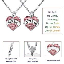 lauhonmin Crystal Sister Necklace Set Big Middle Little Baby Sister for Women Girl 9 Style 3 Colors