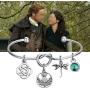 WSNANG Outlander Inspired Jewelry Scottish Thistle Dragonfly Charm Love Knot Bracelet Outlander Fans Gift
