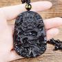 ASGIFT Unique Gifts for Men Women, Black Obsidian Charms Necklace, Healing Crystal Stone Pendant