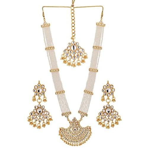 Jwellmart Indian Diva Collection Pearl Rani Haar Necklace Set in Kundan Stones for Women and Girls