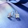 925 Sterling Silver Swarovski Zirconia Princess Cut Leverback Earrings for Women