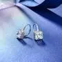 925 Sterling Silver Swarovski Zirconia Princess Cut Leverback Earrings for Women 925 Sterling Silver Swarovski Zirconia Princess Cut Leverback Earrings for Women
