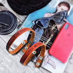 Leather Bracelet Stamped Philippians 413 Size Small