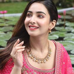 Tarinika Gandhra Antique Gold-Plated Indian Jewelry Set with Necklace and Earrings - White Red
