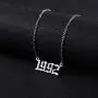 RINHOO Birth Year Number Pendant Necklace Stainless Steel Silver Number Birthday Necklace Chain Jewelry for Women Girl