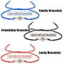 Finrezio 9 Pcs Evil Eye Braided Cord Bracelets for Women Men Rosary Protection Bracelet Set Catholic Gifts Religious Jewelry Red/Black/Blue String