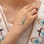 Yalice Boho Hand Chains Turquoise Finger Bracelet Ring Slave Hand Jewelry for Women and Girls (Silver)