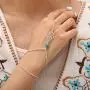 Yalice Boho Hand Chains Turquoise Finger Bracelet Ring Slave Hand Jewelry for Women and Girls (Silver) Yalice Boho Hand Chains Turquoise Finger Bracelet Ring Slave Hand Jewelry for Women and Girls (Silver)