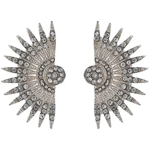 Silver Tone Art Deco Antique Vintage Style Flapper Fan Wings Rhinestone Wedding Bridal Prom Statement Earrings Silver Tone Art Deco Antique Vintage Style Flapper Fan Wings Rhinestone Wedding Bridal Prom Statement Earrings