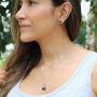 La Regis Jewelry Black Freshwater Cultured Pearl Pendant Necklace 14K Gold Stud Earrings (G-H, SI1-SI2) - Choice of Pearl Sizes