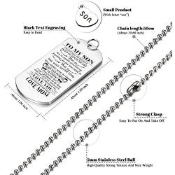 To My Son from MOM I Want You To Believe Love Mom Dog Tag Military Air Force Navy Coast Guard Necklace Ball Chain Gift for Best Son Birthday and Graduation