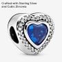 Pandora Jewelry Sparkling Blue Heart Crystal and Cubic Zirconia Charm in Sterling Silver