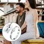 Hicarer 2 Sets Couple Heart Charm Lock Bracelet and Key Necklace Lock Matching Bangle Titanium Steel Couples Jewelry Set for Valentines Day Wedding Anniversary