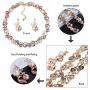 Sparlking Banquet Wedding Bride Pearl Leaves Necklace Earrings Jewelry Set with Crystal Gorgeous Neckalce for Women Party Jewelry