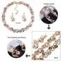 Sparlking Banquet Wedding Bride Pearl Leaves Necklace Earrings Jewelry Set with Crystal Gorgeous Neckalce for Women Party Jewelry