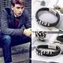 Jstyle 3Pcs Stainless Steel Braided Leather Bracelet for Men Women Leather Wrist Band Cuff Bangle Bracelet Magnetic Clasp 7.5-8.5 inches Jstyle 3Pcs Stainless Steel Braided Leather Bracelet for Men Women Leather Wrist Band Cuff Bangle Bracelet Magnetic Clasp 7.5-8.5 inches