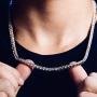 GOLD IDEA JEWELRY Hip Hop 1 Row Iced Out Tennis Chain Stainless Steel-4mm/5mm AAA+ Cubic Zirconia Diamond Tennis Necklace & Bracelet for Men Women 8-26’