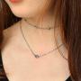 Ronglia Boho Layered Choker Necklace Silver Heart Pendant Necklaces Beaded Necklace Chain Jewelry Adjustable for Women and Girls
