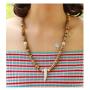Fstrend Beads Necklace Coconut Shell Horn Pendant Brown Natural Beaded Handmade Necklace Jewelry for Women and Men (Brown)