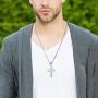 YL Cross Necklace for Men Stainless Steel Crucifix Pendant Rolo Chain Jewelry